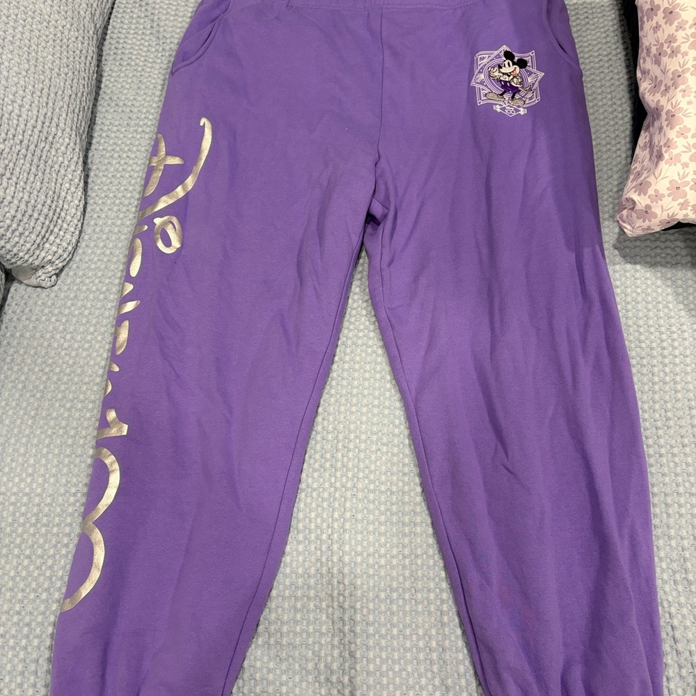 Disney 100 anniversary Purple Sweatpants with Character Graphic